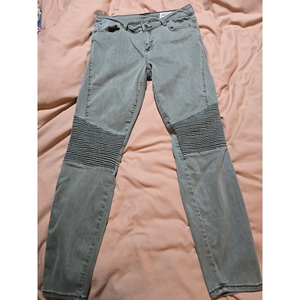 Pistola Audrey Moto-style Skinny Jean Olive Army Green Sz 29 Punk Grunge Stretch